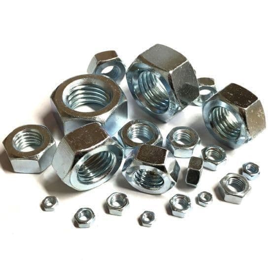 M42 x 3mm Fine Pitch Full Nuts (DIN 934) - Steel Gr.10 Zinc Plated