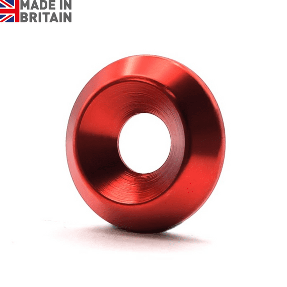 M5 x 18mm O/D Countersunk Washers - 6082 Aluminium Anodised Red