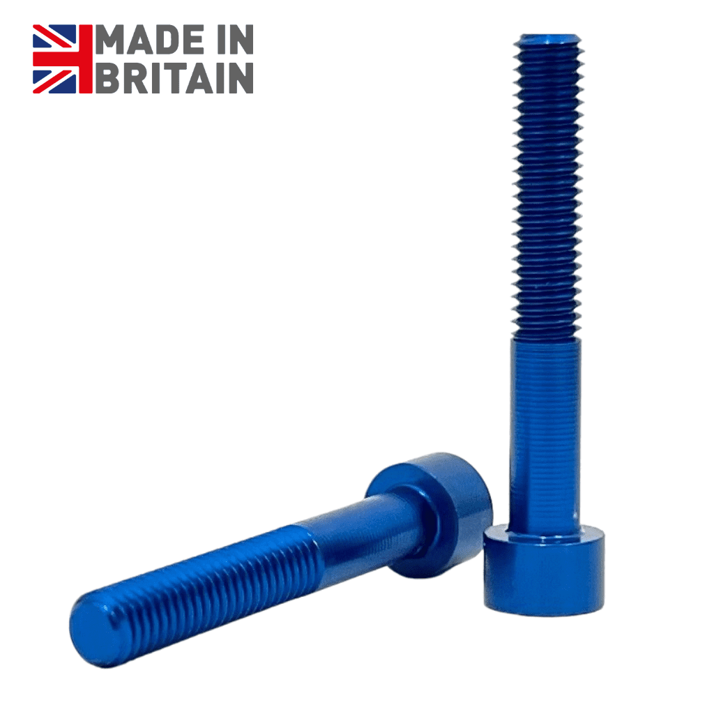 M5 x 50mm Socket Cap Head Screws (DIN 912) 7075 Aluminium Anodised Blue