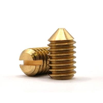 M5 x 8mm Slotted Cone Point Grub Screws (DIN 553) - Brass