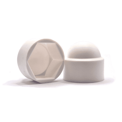 M6 (10mm A/F) Hex Nut & Screw Cover Caps - White Plastic Polyethylene