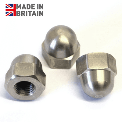 M6 x 0.75mm Fine Pitch Dome Nuts (DIN 1587) - 303 Stainless Steel