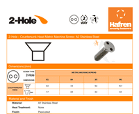M6 x 12mm 2-Hole Countersunk Security Screws - A2 Stainless Steel