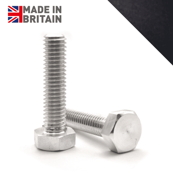 M6 x 20mm Hexagon Setscrews (DIN 933) - Aluminium 7075 Anodised Black