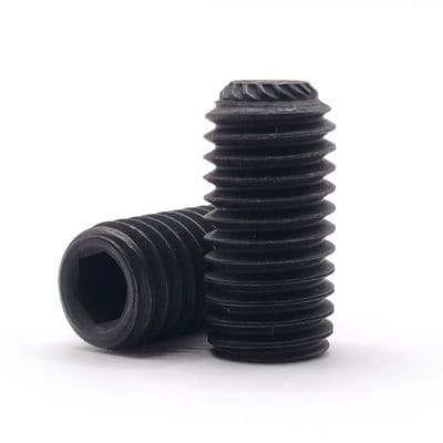 M6 x 8mm Socket Knurled Point Grub Screws (ISO 4029) - High Tensile Steel 14.9 Self Colour
