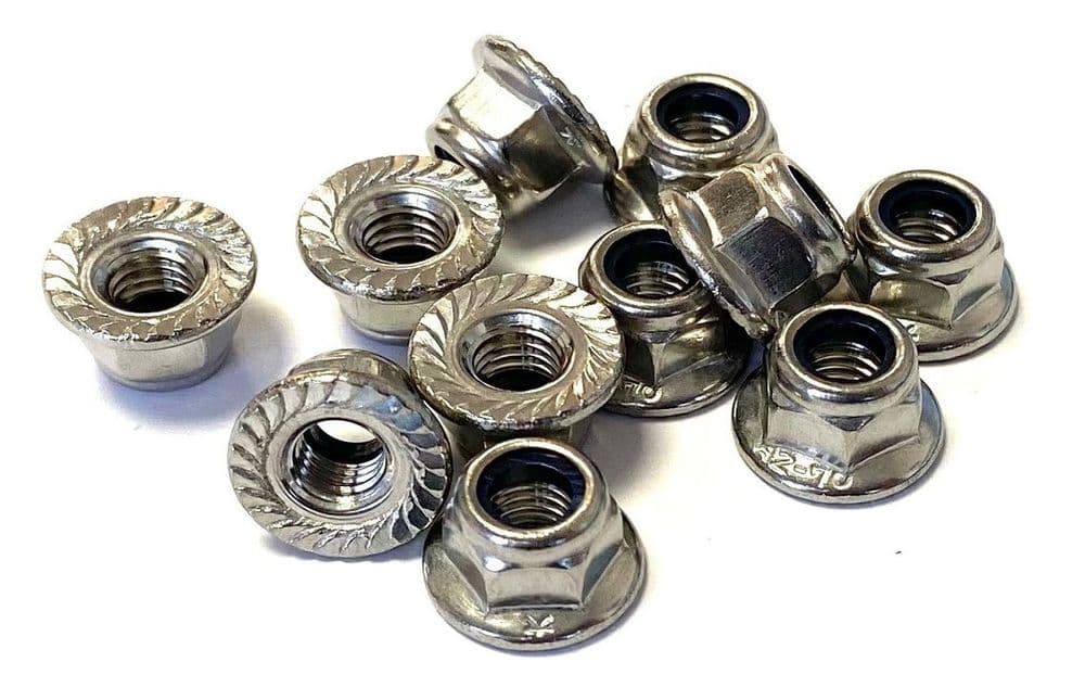 Uxcell M12 Serrated Flange Hex Lock Nuts, 316 Stainless Steel, 2 Pcs