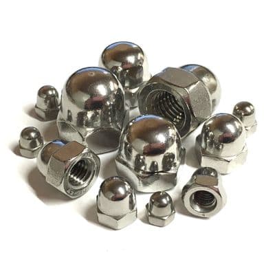 M8 x 1mm Fine Pitch Dome Nuts - A2 Stainless Steel