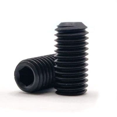 M8 x 1mm x 12mm Fine Pitch Socket Cup Point Grub Screws (DIN 916) - High Tensile Steel 14.9