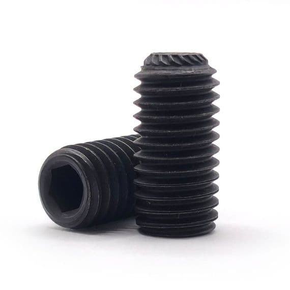 M8 x 20mm Socket Knurled Point Grub Set Screws (ISO 4029) - 14.9 High Tensile Steel