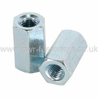 Metric Hexagon Stud Connector Nuts (DIN 6334) - Steel Zinc Plated