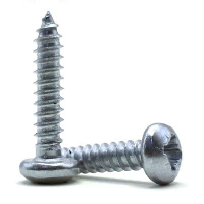 No.8 (4.2mm) Pozi Pan Head Self-Tapping Screws - Steel Zinc Plated
