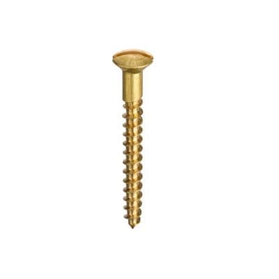 No.8 (4.2mm) x35mm Slotted Raised Countersunk Woodscrews (DIN 95) - Brass - Box of 200