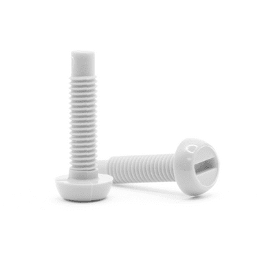 Number Plate Screws - White Plastic with Black Nuts - Pack of 10