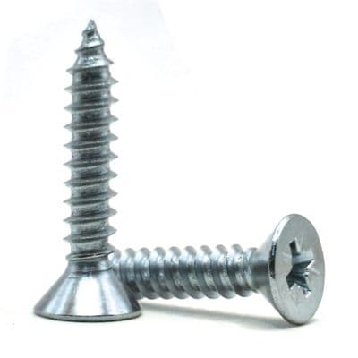 Pozi Countersunk Self-Tapping Screws - Steel Zinc Plated