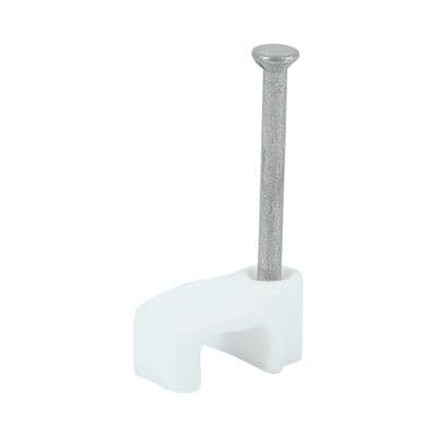 TIMCO 1.0mm Flat Cable Clips - White - Box of 100