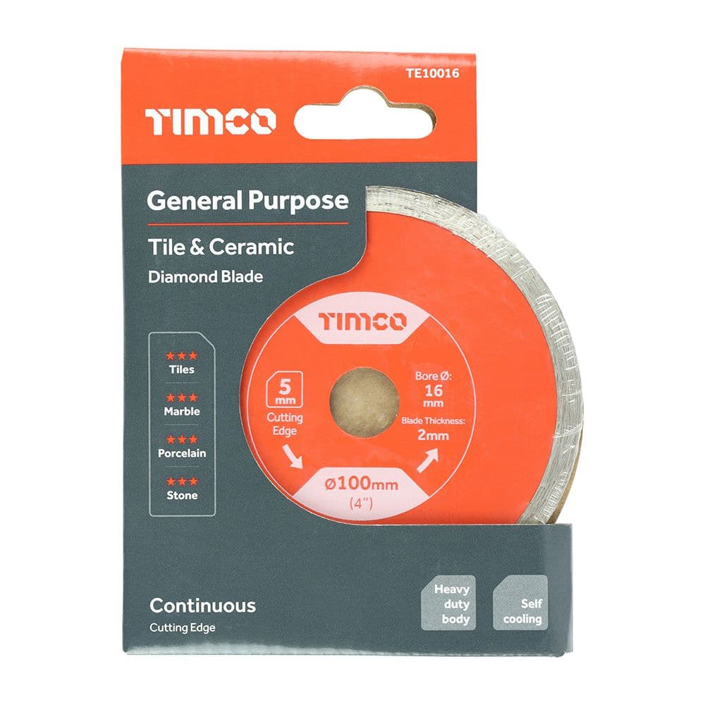 TIMCO 100 x 16.0 General Purpose Tile & Ceramic Diamond Blade - Continuous