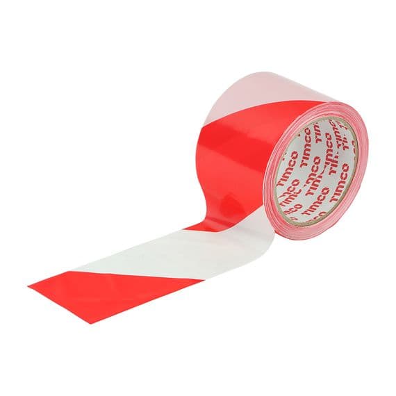TIMCO 100m x 70mm Barrier Tape - Red & White