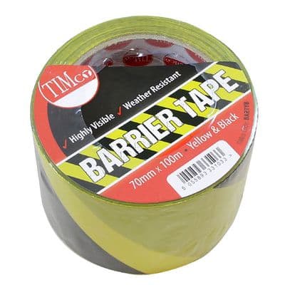 TIMCO 100m x 70mm Barrier Tape - Yellow & Black