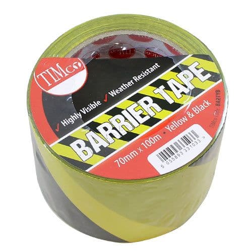 TIMCO 100m x 70mm Barrier Tape - Yellow & Black