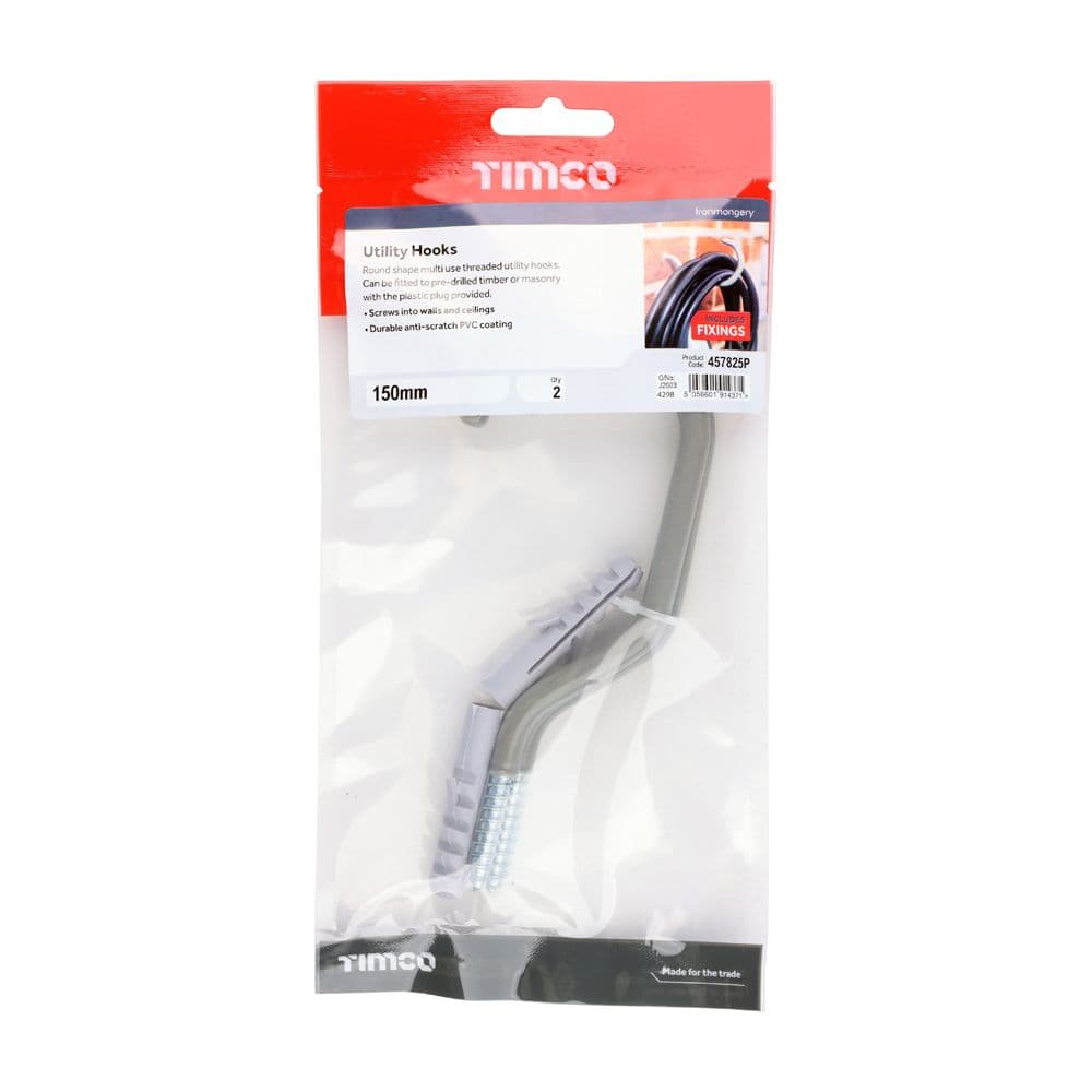 TIMCO 150mm Utility Hooks - Bag of 2