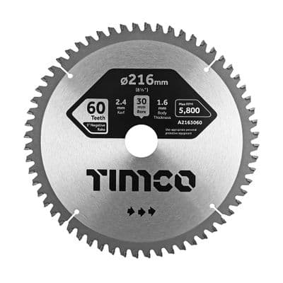 TIMCO 216 x 30 x 60T -5° Circular Saw Blade