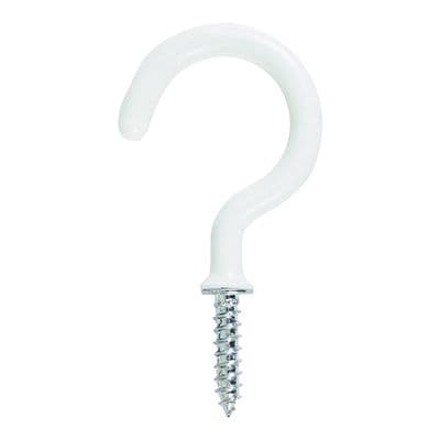 TIMCO 25mm Cup Hooks - Round - White - Pack of 6
