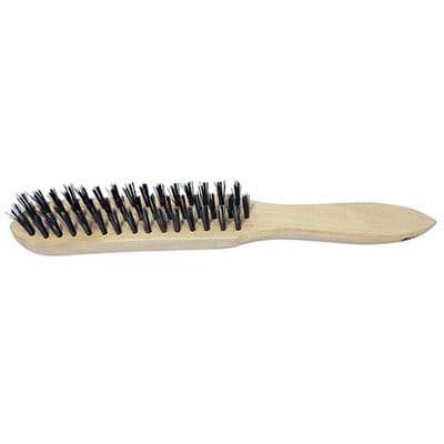 TIMCO 3 Rows Wooden Handle Scratch Brush - Stainless Steel