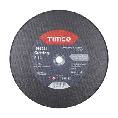 TIMCO 300 x 20.0 x 3.2 Bonded Abrasive Disc - For Cutting - 25 Pieces