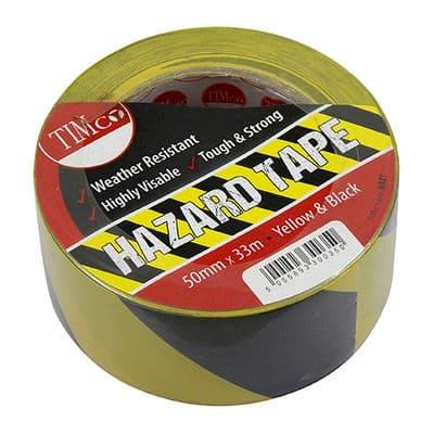 TIMCO 33m x 50mm Hazard Tape - Yellow & Black