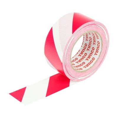 TIMCO 33m x 50mm Hazard Warning Cloth Tape - Red and White