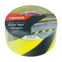 TIMCO 33m x 50mm Hazard Warning Cloth Tape - Yellow and Black