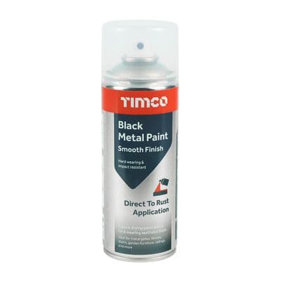 TIMCO 380ml Black Metal Paint - Smooth Finish