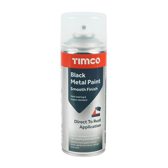 TIMCO 380ml Black Metal Paint - Smooth Finish
