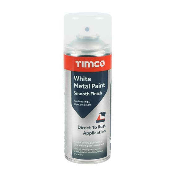 TIMCO 380ml White Metal Paint - Smooth Finish