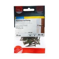 TIMCO 4.0 x 30mm Hammer-In Fixings - PZ - Yellow - Pack of 10