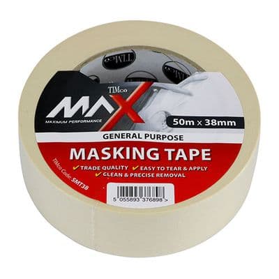 TIMCO 50m x 38mm Masking Tape - Cream