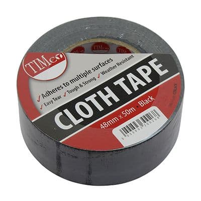 TIMCO 50m x 48mm Cloth Tape - Black
