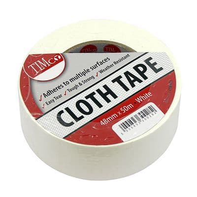 TIMCO 50m x 48mm Cloth Tape - White