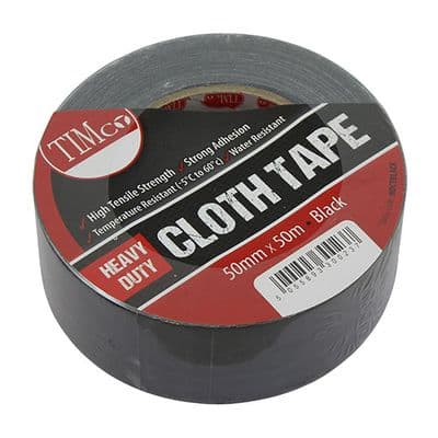 TIMCO 50m x 50mm Heavy Duty Cloth Tape - Black