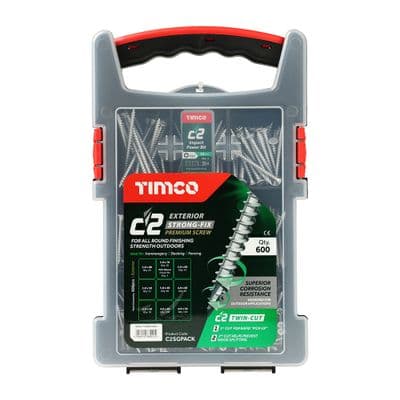 TIMCO Assorted C2 Exterior Strong-Fix Double Countersunk with Ribs - Silver (600pcs)