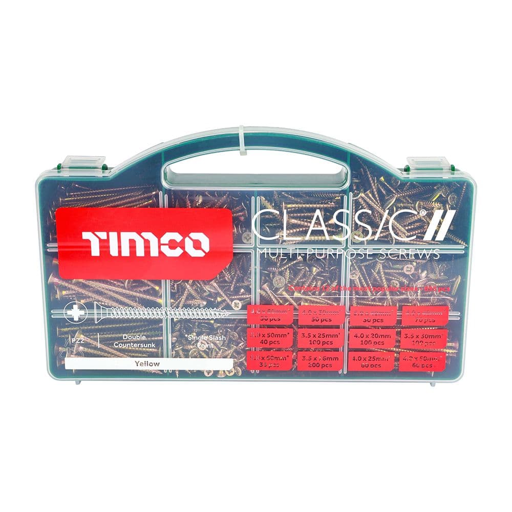 TIMCO Assorted Classic Multi-Purpose Screws - Yellow Zinc Plated (895pcs)