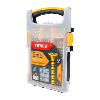 TIMCO Assorted Solo Chipboard & Woodscrews - Yellow Zinc Plated (1200pcs)