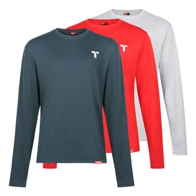 TIMCO Grey/Red/Green Long Sleeve Trade T-Shirt Pack