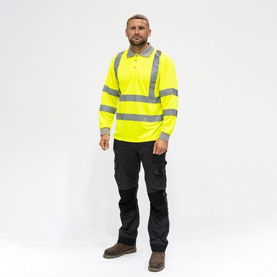 TIMCO Small Hi-Visibility Polo Shirt - Long Sleeve - Yellow