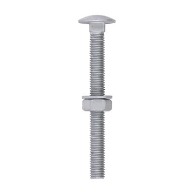 TIMCO M10 x 100 Carriage Bolts Hex Nuts & Form A Washers - Exterior Silver - Bag of 10
