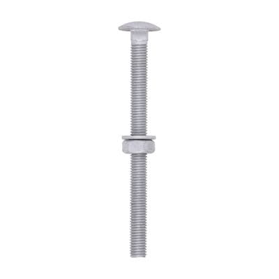 TIMCO M10 x 130 Carriage Bolts Hex Nuts & Form A Washers - Exterior Silver - Bag of 10