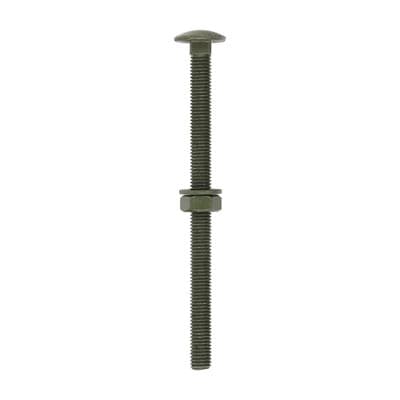 TIMCO M10 x 150 Carriage Bolts Hex Nuts & Form A Washers - Exterior Green - Bag of 10