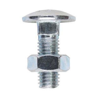 TIMCO M10 x 30 Carriage Bolts & Hex Nuts - Zinc Plated Steel - Box of 100