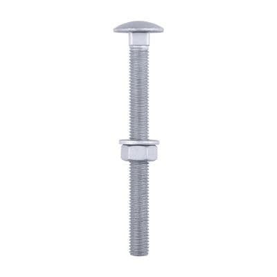 TIMCO M12 x 130 Carriage Bolts Hex Nuts & Form A Washers - Exterior Silver - Bag of 10