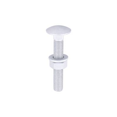 TIMCO M12 x 75 Carriage Bolts Hex Nuts & Form A Washers - Exterior Silver - Bag of 10